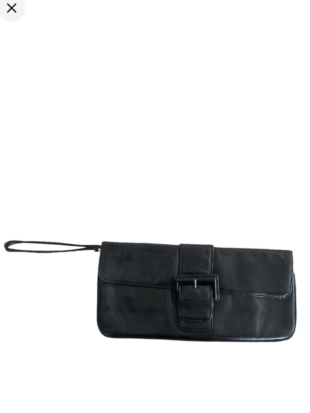 HOBO International Black Glazed Distressed Leather Audrey Clutch Wristlet Travel